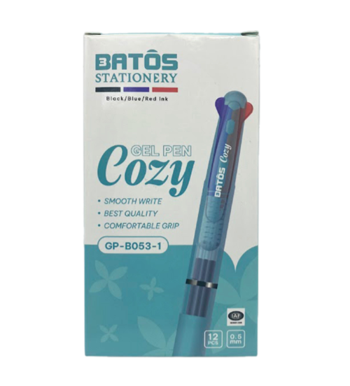 Bút gel Batos Cozy ngòi 0.5mm 3in1 màu xanh - đen - đỏ 