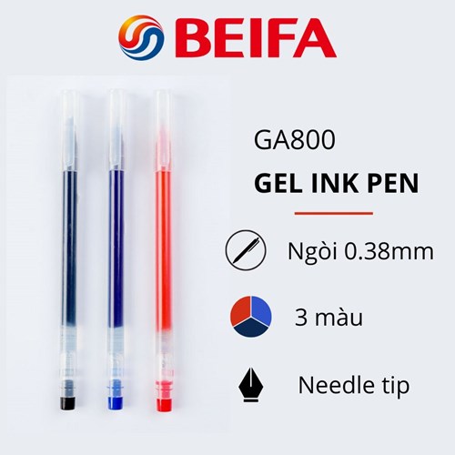 Hộp 12 chiếc bút gel Beifa GA800 - ngòi 0.38mm