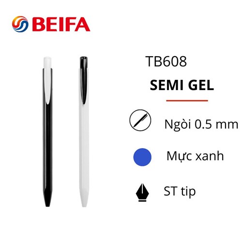 Hộp 40 chiếc bút semi gel Beifa TB608 - ngòi 0.38mm