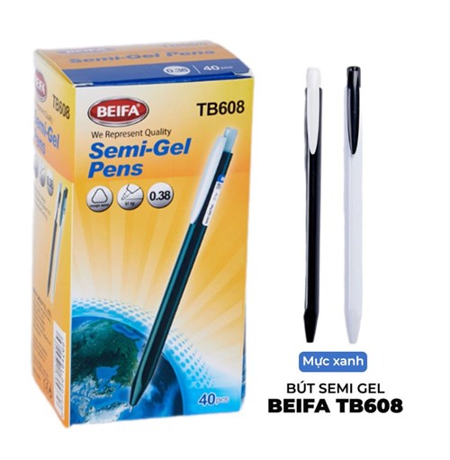 Hộp 40 chiếc bút semi gel Beifa TB608 - ngòi 0.38mm