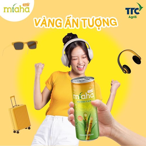 Thùng 24 lon nước mía có gaz Mia-Ha hương cam 240ml