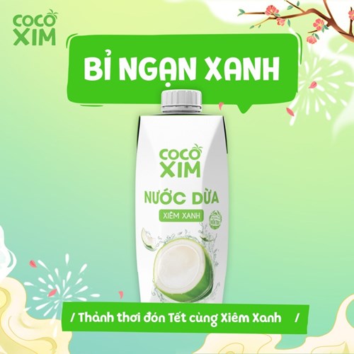 Thùng 12 hộp nước dừa Cocoxim xiêm xanh 330ml