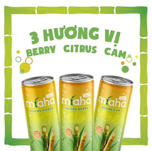 Thùng 24 lon nước mía có gaz Mia-Ha hương Citrus 240ml