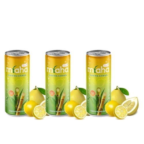 Thùng 24 lon nước mía có gaz Mia-Ha hương Citrus 240ml