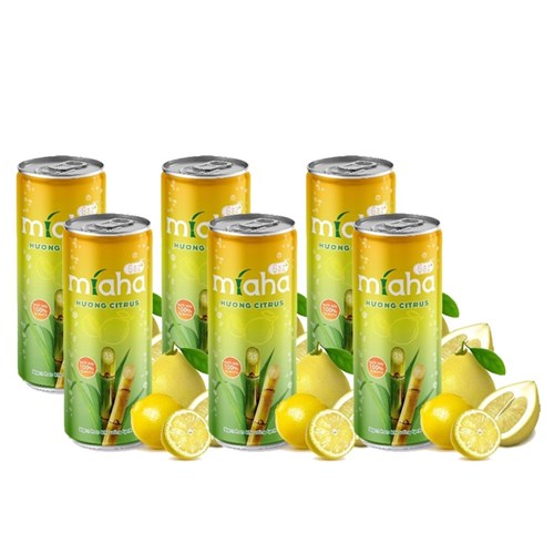 Thùng 24 lon nước mía có gaz Mia-Ha hương Citrus 240ml