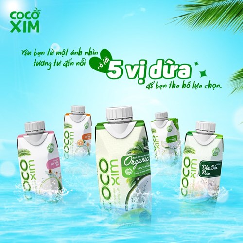 Thùng 24 hộp nước dừa Cocoxim dừa dứa non 330ml