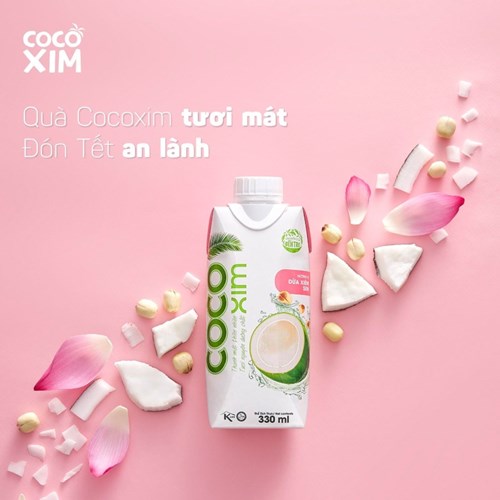 Thùng 12 hộp nước dừa Cocoxim xiêm sen 330ml