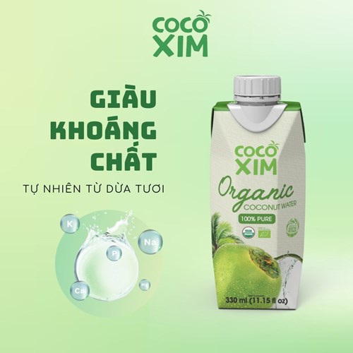 Thùng 12 hộp nước dừa Cocoxim Organic 330ml