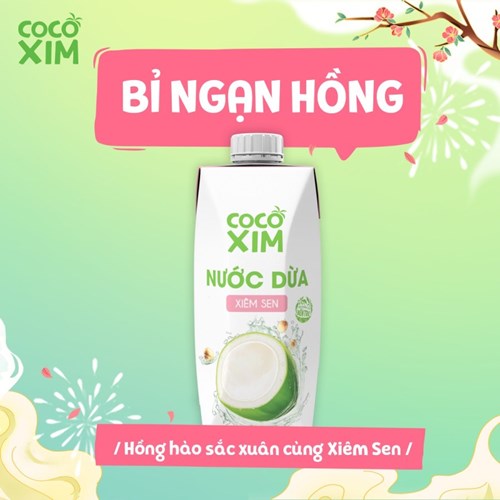 Thùng 12 hộp nước dừa Cocoxim xiêm sen 330ml