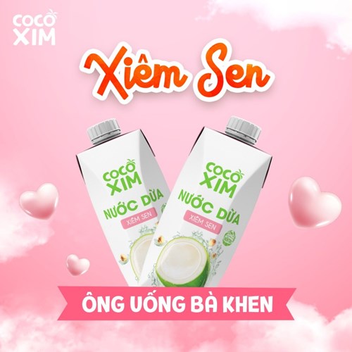 Thùng 12 hộp nước dừa Cocoxim xiêm sen 330ml