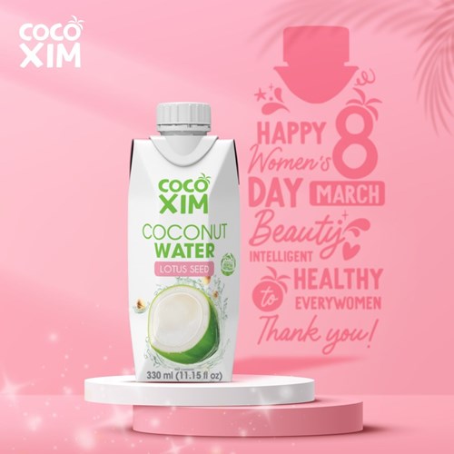 Thùng 12 hộp nước dừa Cocoxim xiêm sen 330ml