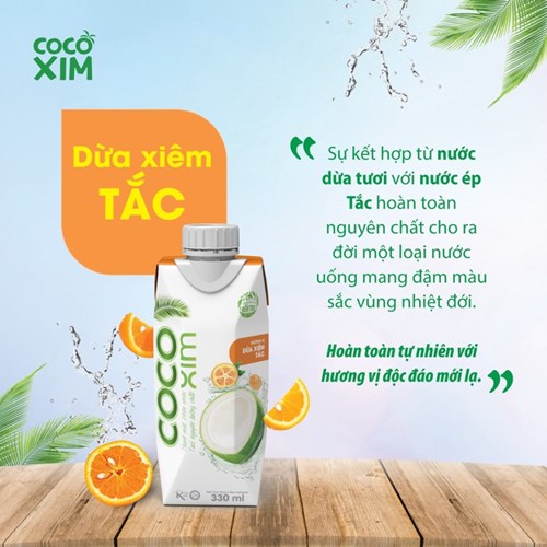 Thùng 12 hộp nước dừa Cocoxim xiêm tắc 330ml