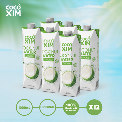 Thùng 12 hộp nước dừa Cocoxim xiêm xanh 1 Lít