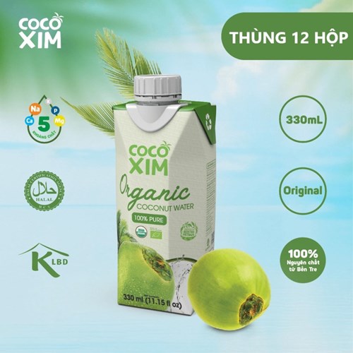 Thùng 12 hộp nước dừa Cocoxim Organic 330ml