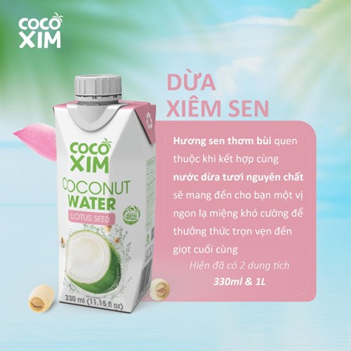 Thùng 12 hộp nước dừa Cocoxim xiêm sen 330ml