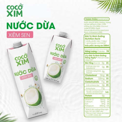 Thùng 12 hộp nước dừa Cocoxim xiêm sen 330ml