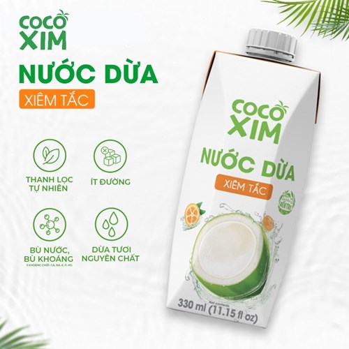 Thùng 12 hộp nước dừa Cocoxim xiêm tắc 330ml