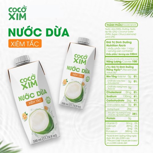 Thùng 12 hộp nước dừa Cocoxim xiêm tắc 330ml