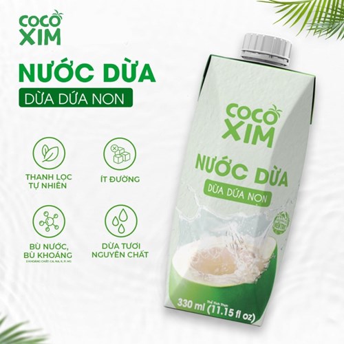 Thùng 24 hộp nước dừa Cocoxim dừa dứa non 330ml