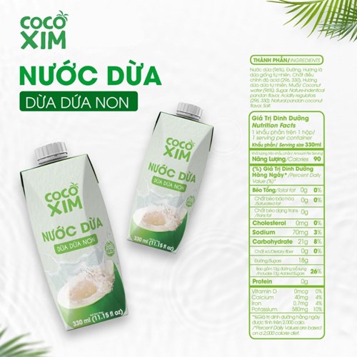 Thùng 24 hộp nước dừa Cocoxim dừa dứa non 330ml