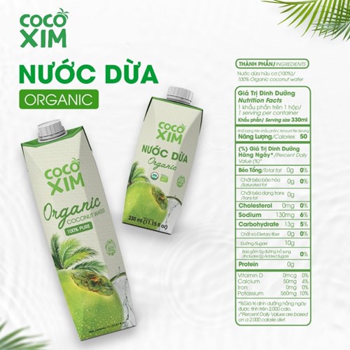 Thùng 12 hộp nước dừa Cocoxim Organic 330ml