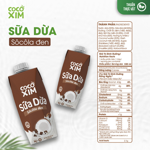 Thùng 12 hộp sữa dừa Cocoxim Chocolate 330ml