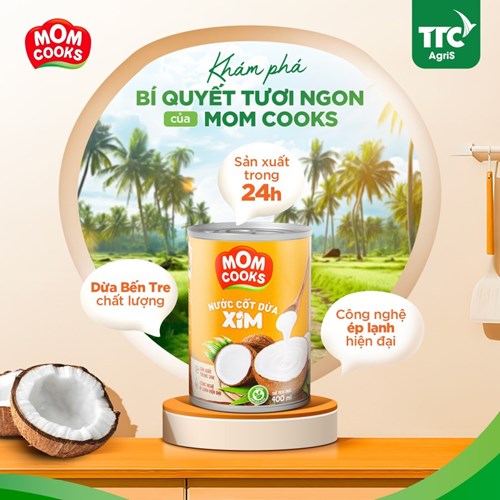 Khay 24 lon nước cốt dừa XIM - Mom Cooks 400ml/lon