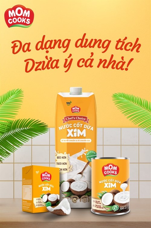 Khay 24 lon nước cốt dừa XIM - Mom Cooks 400ml/lon