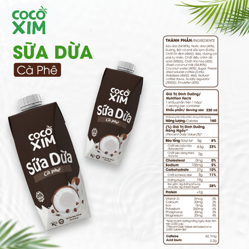 Thùng 12 hộp sữa dừa Cocoxim Cafe 330ml