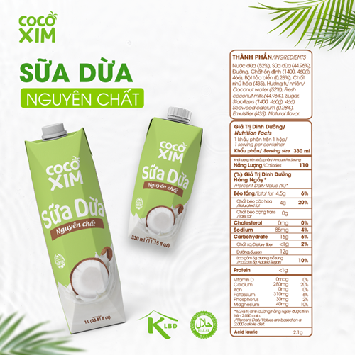 Thùng 12 hộp sữa dừa Cocoxim nguyên chất 330ml