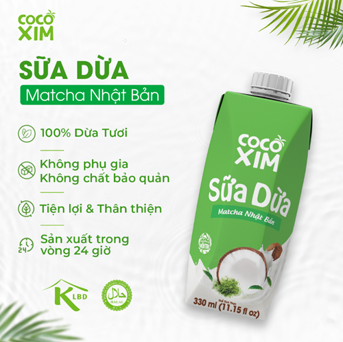 Thùng 12 hộp sữa dừa Cocoxim Matcha 330ml