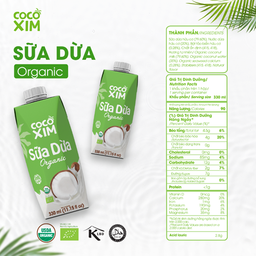 Thùng 12 hộp sữa dừa Cocoxim Organic 330ml