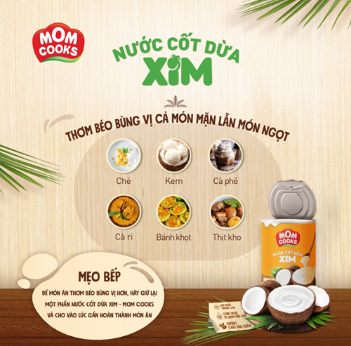 Khay 24 lon nước cốt dừa XIM - Mom Cooks 400ml/lon