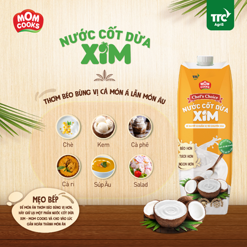 Thùng 12 hộp nước cốt dừa XIM Chef's Choice - Mom Cooks 1L