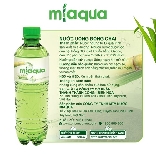 Thùng 24 chai nước uống hương mía Miaqua 500ml