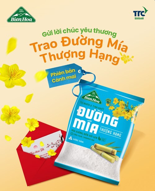 Thùng 20 túi đường mía thượng hạng cành mai Biên Hòa 1kg