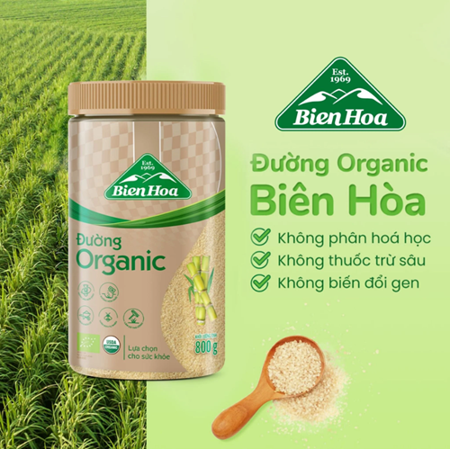 Thùng 8 hũ đường Biên Hòa Organic 800gr