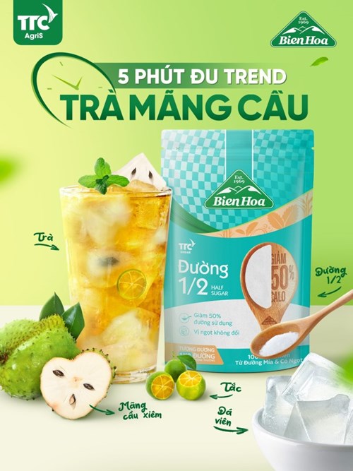 Thùng 24 túi đường 1/2 giảm 50% calo Biên Hòa 500gr