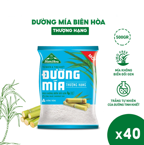 Thùng 40 túi đường mía thượng hạng Biên Hòa 500gr