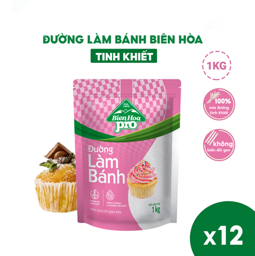 Thùng 12 túi đường Biên Hòa Pro Baking 1kg