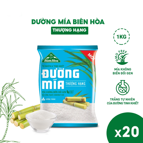 Thùng 20 túi đường mía thượng hạng Biên Hòa 1kg