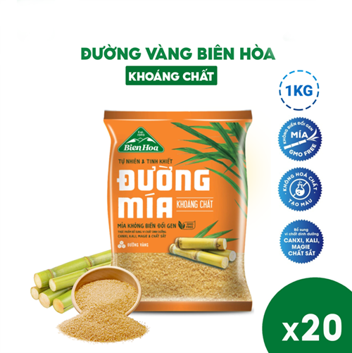 Thùng 20 túi đường mía khoáng chất Biên Hòa 1kg