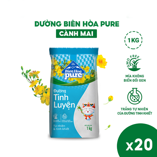 Thùng 20 túi đường Biên Hoà Pure cành mai 1kg