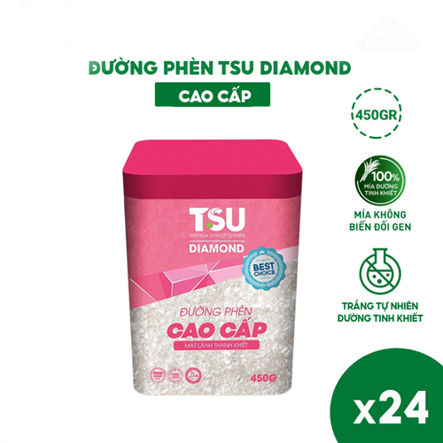 Thùng 24 hũ đường phèn TSU cao cấp Diamond 450gr