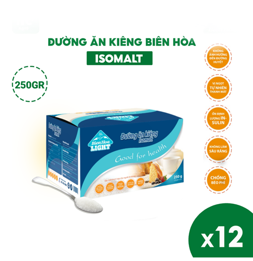 Thùng 12 hộp đường ăn kiêng Isomalt Biên Hòa hộp 250g