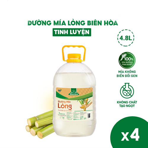 Thùng 4 chai đường mía lỏng Biên Hòa 4,8L