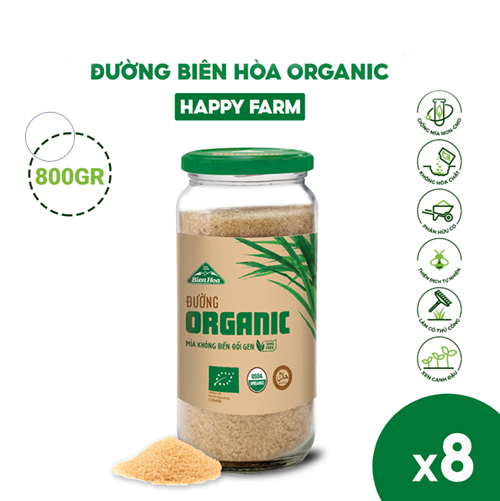 Thùng 8 hũ đường Biên Hòa Organic 800gr