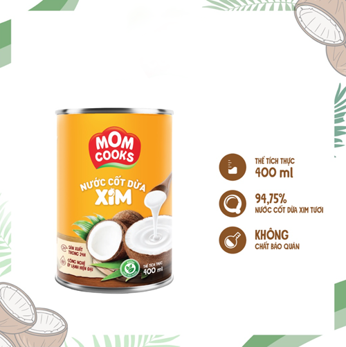 Khay 24 lon nước cốt dừa XIM - Mom Cooks 400ml/lon