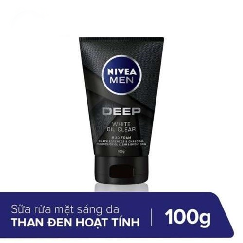 Sữa Rửa Mặt NIVEA MEN Deep Than Đen Hoạt Tính Sáng Da | Sạch Nhờn (100 g) - 84415