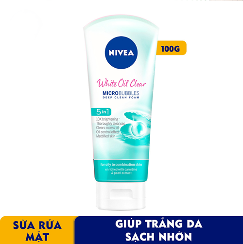 Sữa Rửa Mặt NIVEA Bright Oil Clear Kiểm Soát Nhờn Sáng Da (100 g) - 84951